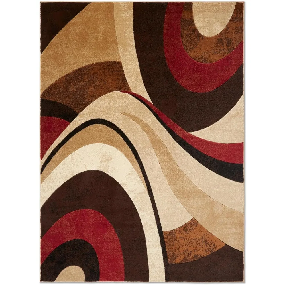 

Tribeca Slade Modern Area Rug, Abstract Brown/Red