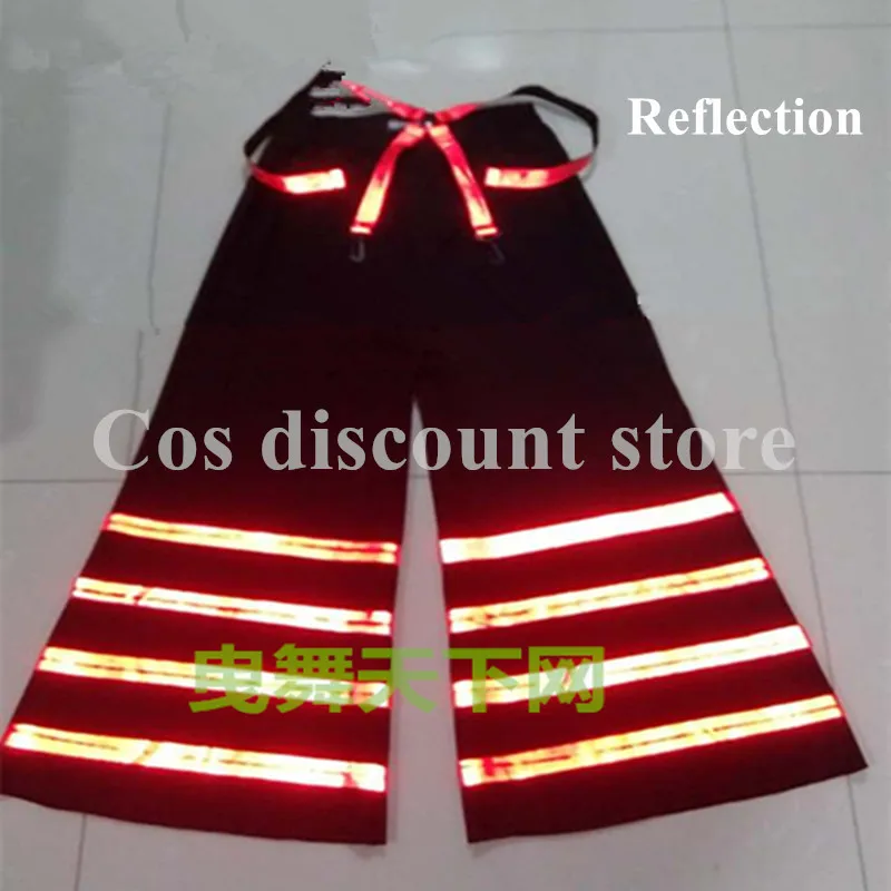 Street Cool Phat Night Vision Shuffle Pants Ghost Dance Luminous Bell-bottoms Four Reflective Strips Pants Dancing Trousers