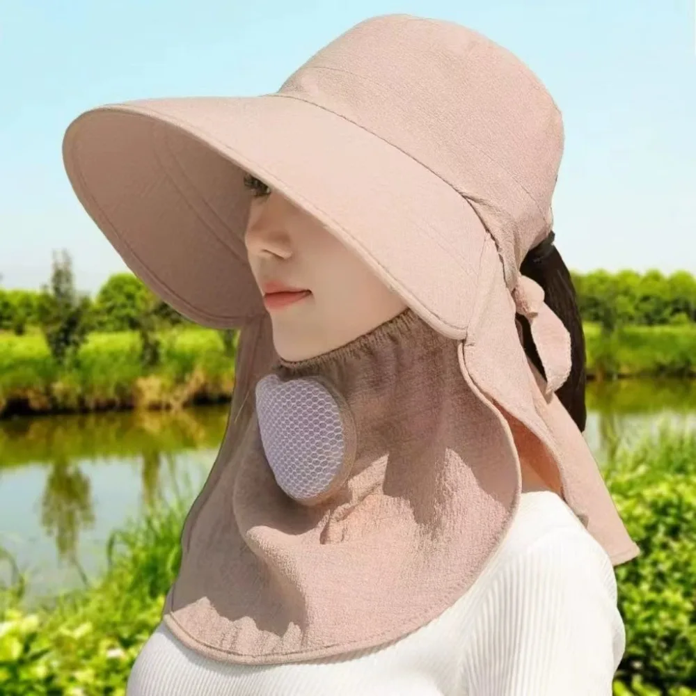 

Sun Protection Women Sun Hat Face Mask Wide Brim Cover Face Cap Riding Hat Climbing Cap Sunscreen Bucket Hat Sun Protection