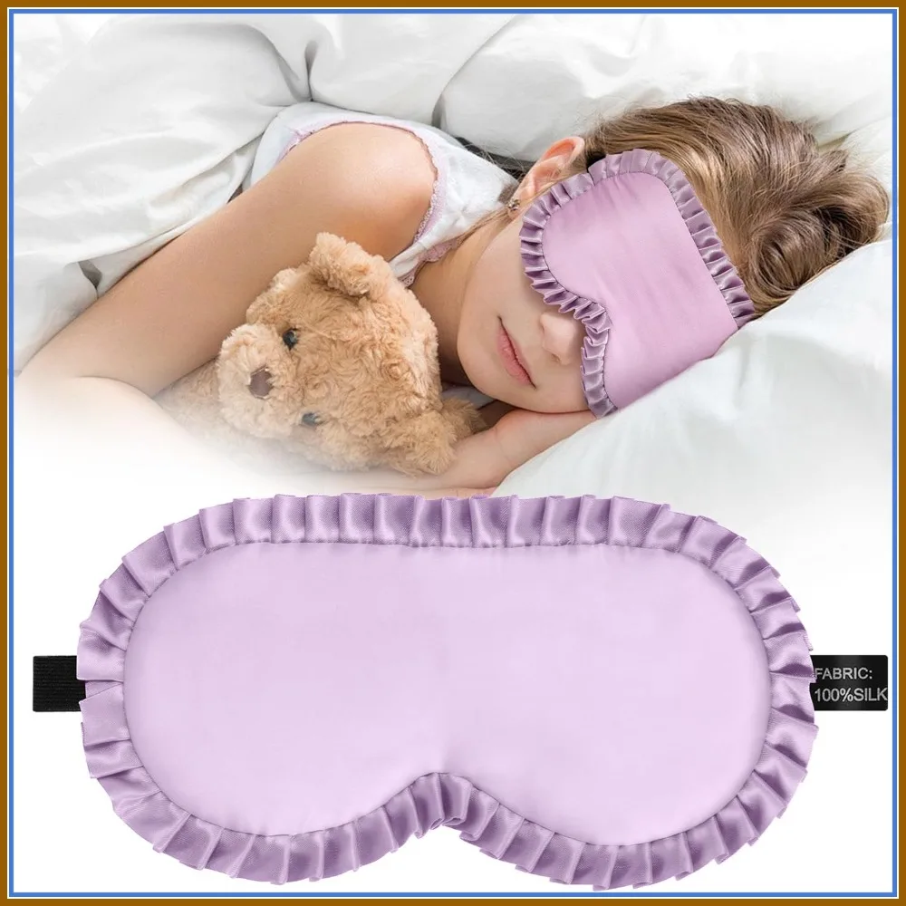 

Real Mulberry Silk Sleep Mask, Adjustable Soft Eye Cover for Kids Teens, Light Blocking Blindfold