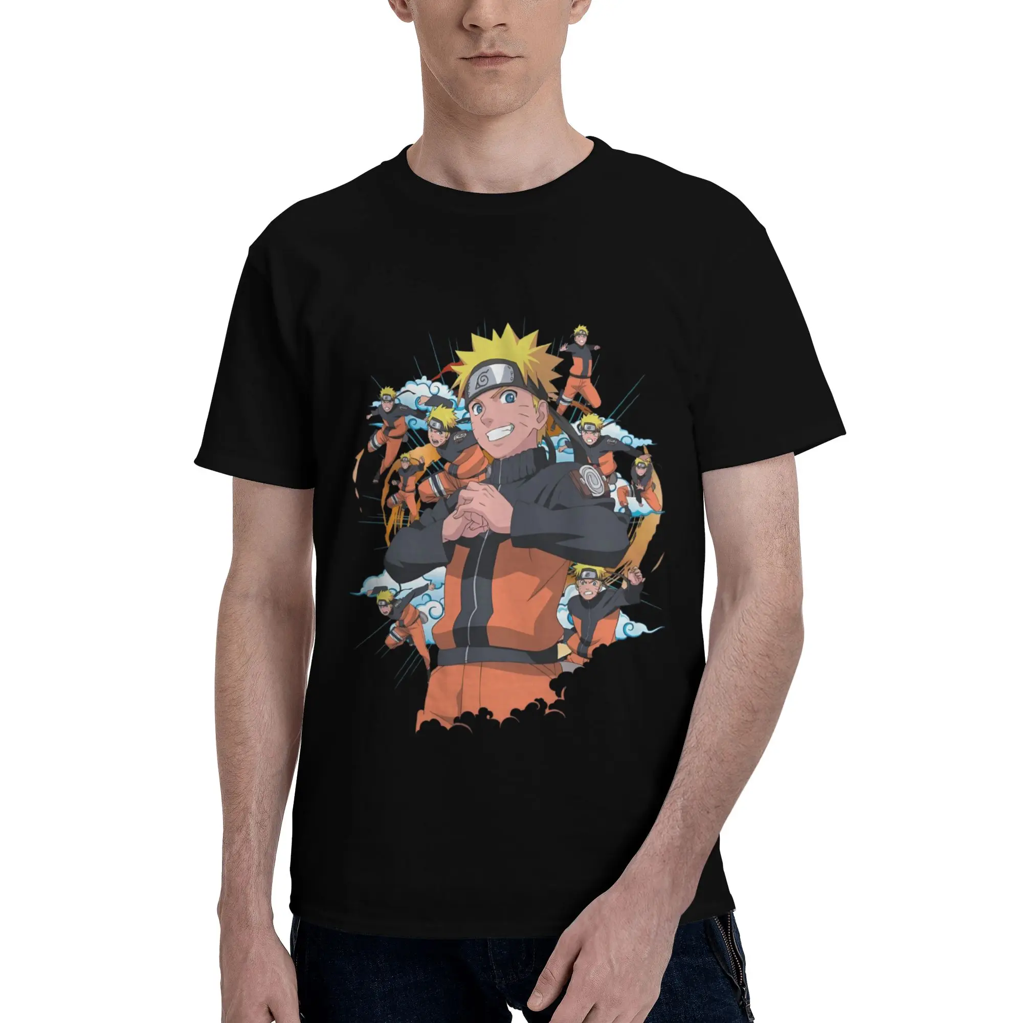 

Custom N-Narutoes Uzumaki T Shirts for Men 100% Cotton Tees Manga Tshirts Short Sleeve Fashion T-shirt Clothes