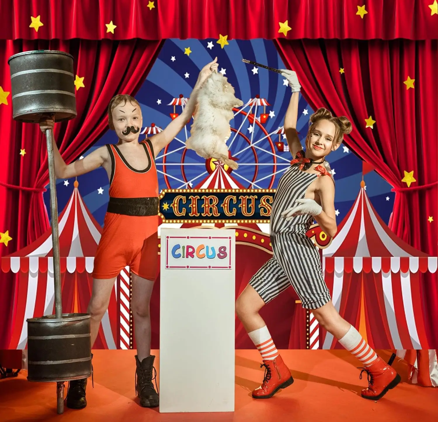 Red Circus Tent Background Kid Birthday Party Decoration Banner Carnival Night Circus Child Portrait Photography Backdrop Custom
