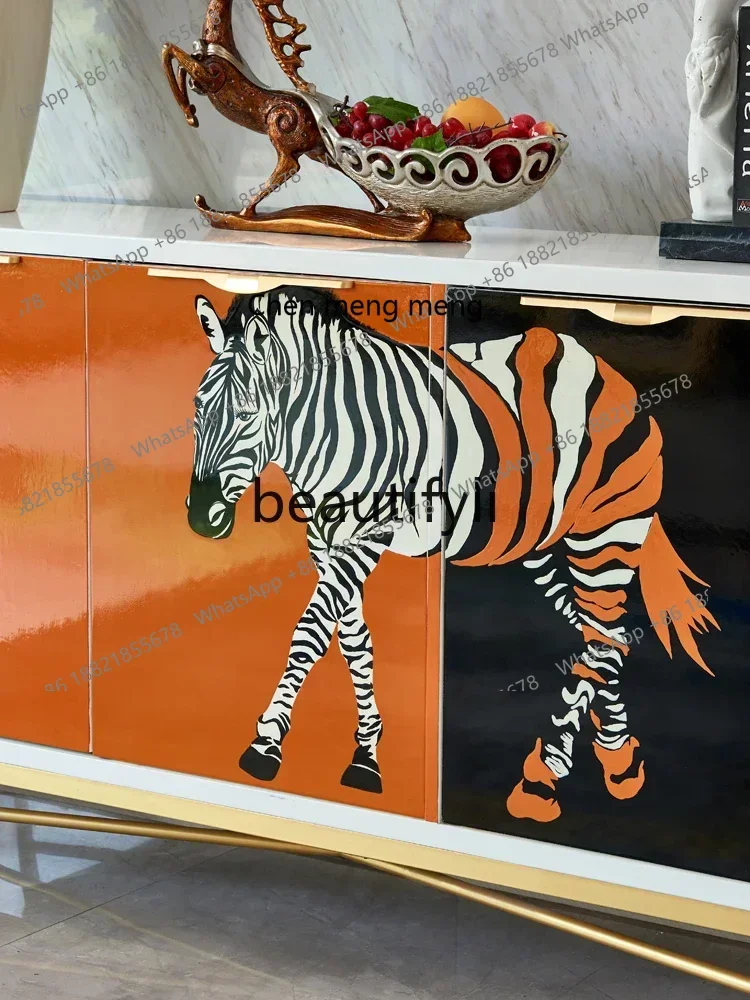 A182 C Postmoderno semplice verniciato zebrato portico scarpiera scarpiera armadio decorativo soggiorno sala da pranzo lato