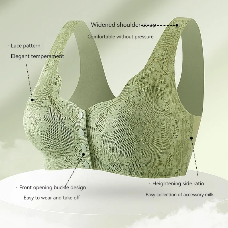 New Sexy Lace Without Steel Ring Front Buckle Thin and Seamless Pregnant Women Gather for Breastfeeding Bra Mom\'s Underwear