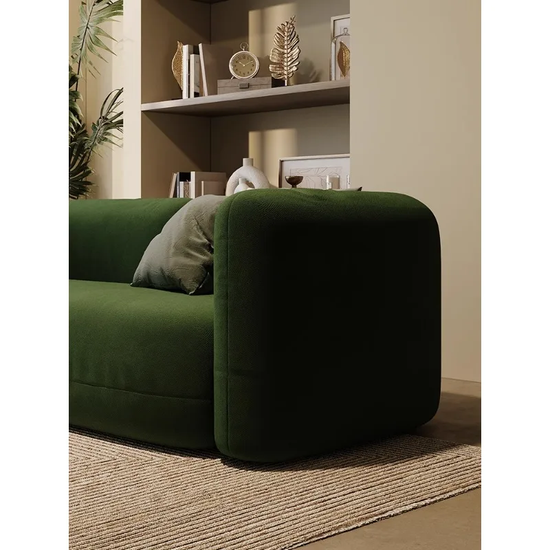 Beauty salon apartment bed and breakfast living room dark green fabric sofa modern simple small apartment straight sofa