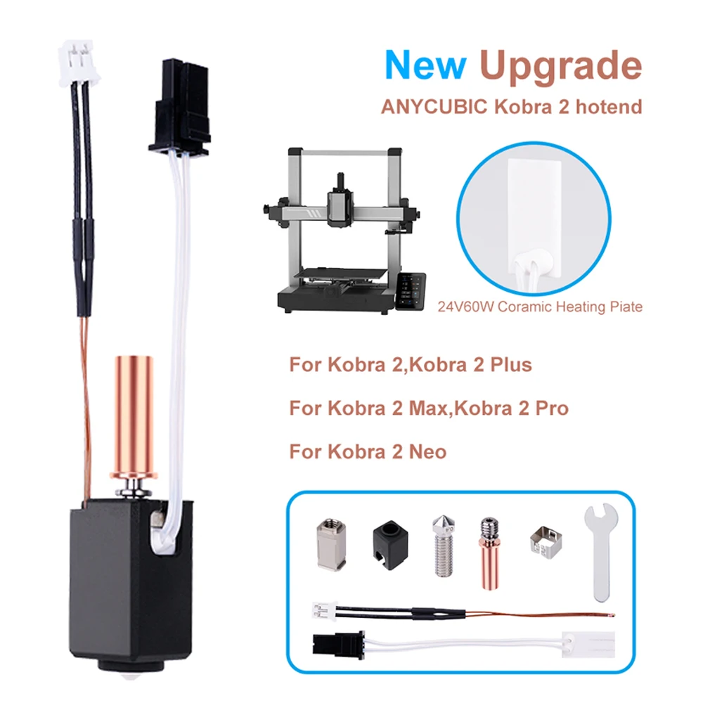 

Обновление Hotend для Anycubic Kobra 2, термисторный нагревательный картридж, печатающая головка 0,4 мм, горячий конец для 3D-принтера Kobra2 Plus/Neo/Pro/Max