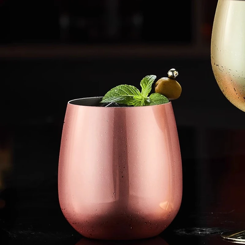 

500ml Stainless Steel Beer Wine Cup Rose Gold Beer Tumbler Cocktail Juice Milk Cup Metal Drinking Mug for Bar Outdoor Drinkware