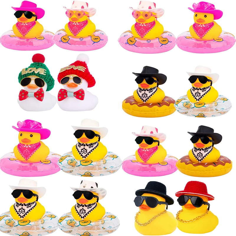 Pato Rubber Duck Car Ornaments, Dashboard Decorações, Ducking para Jeep, 2 Set