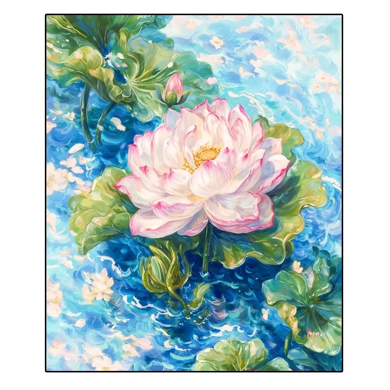 

9ct 75x90cm Lotus Flowers Embroidery DIY Chinese Style Printed Kits Cross Stitch Needlework Home Decor Crafts 51 Colors