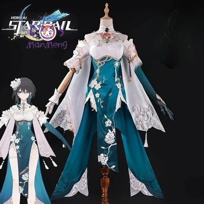Honkai Star Rail Ruan Mei Cosplay Costume Dress Plumblossom Letter New Skin Outfit Uniform Earrings Headwear Halloween for Women view 2