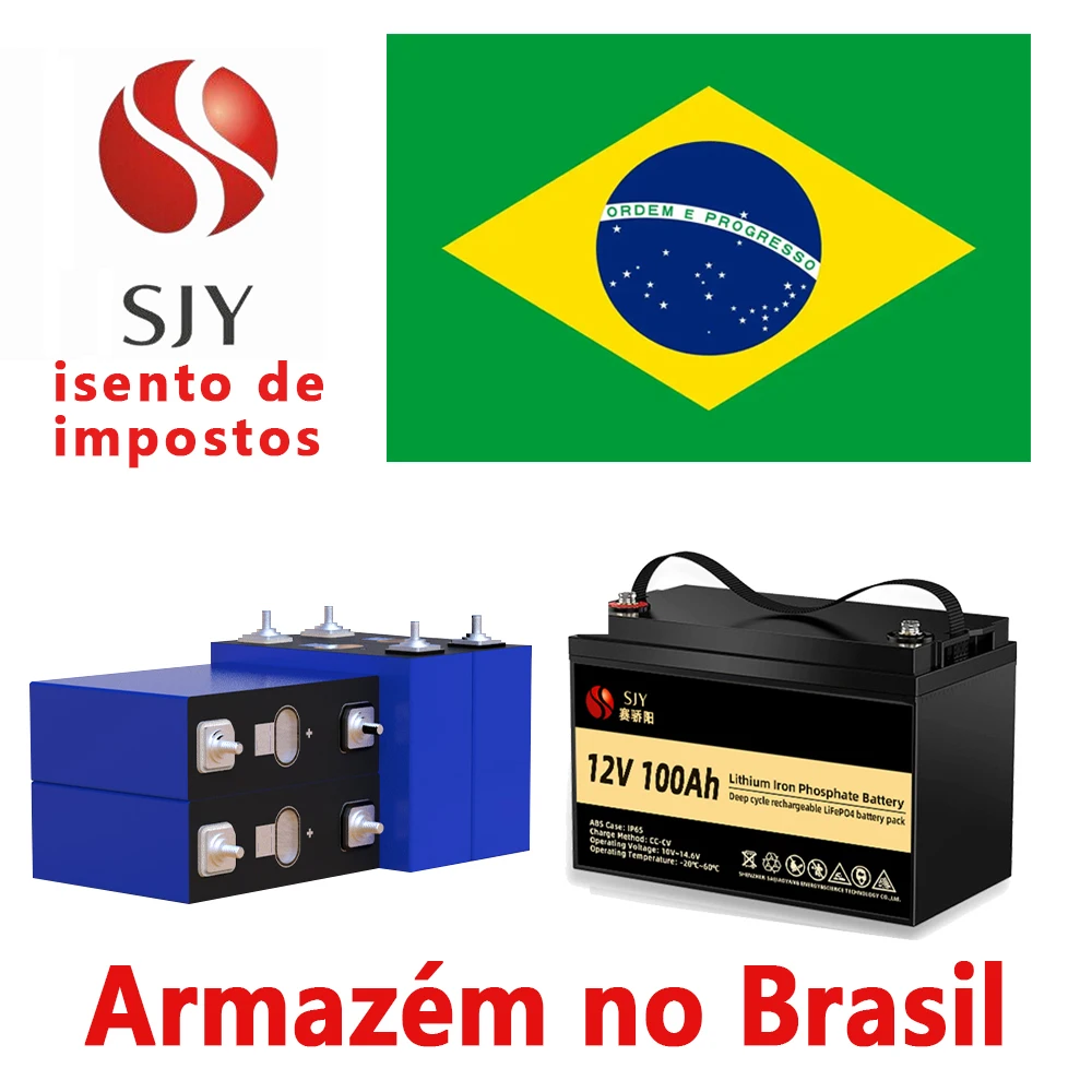 BR Brazil Warehouse 12V 100AH LiFePO4 100Ah 3.2V Lithium Iron Phosphate Battery 105Ah  A Grade Cell for Solar Energy Storage UPS