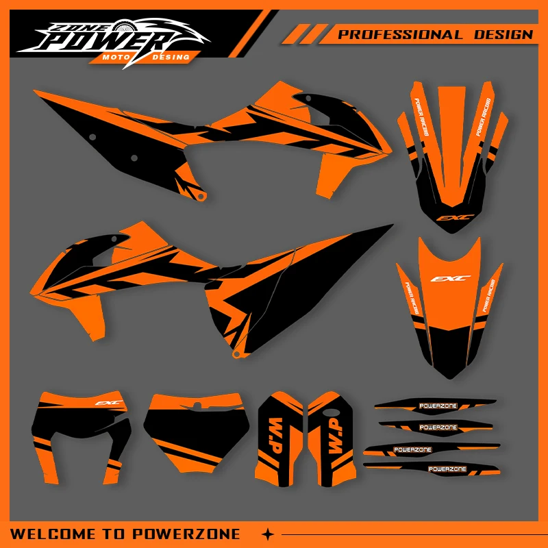 

Графика Powerzone для KTM SX SXF 2019-2022 EXC EXC-F 2020-2023 200 250 300 350 наклейки наклейки мотоцикл фон на заказ 05