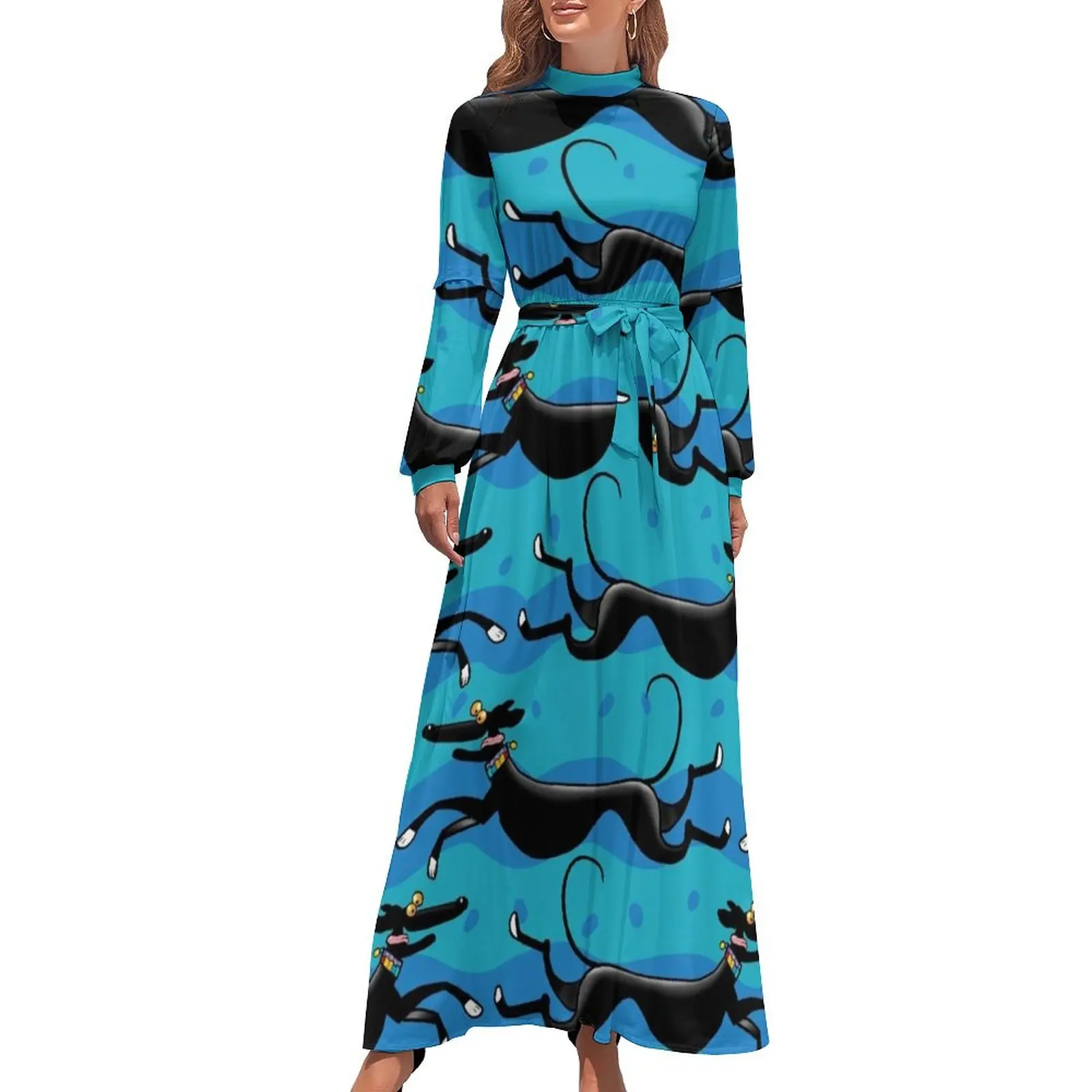 

Blue Zoomies pattern Long Dress party dresses woman Women's long dress