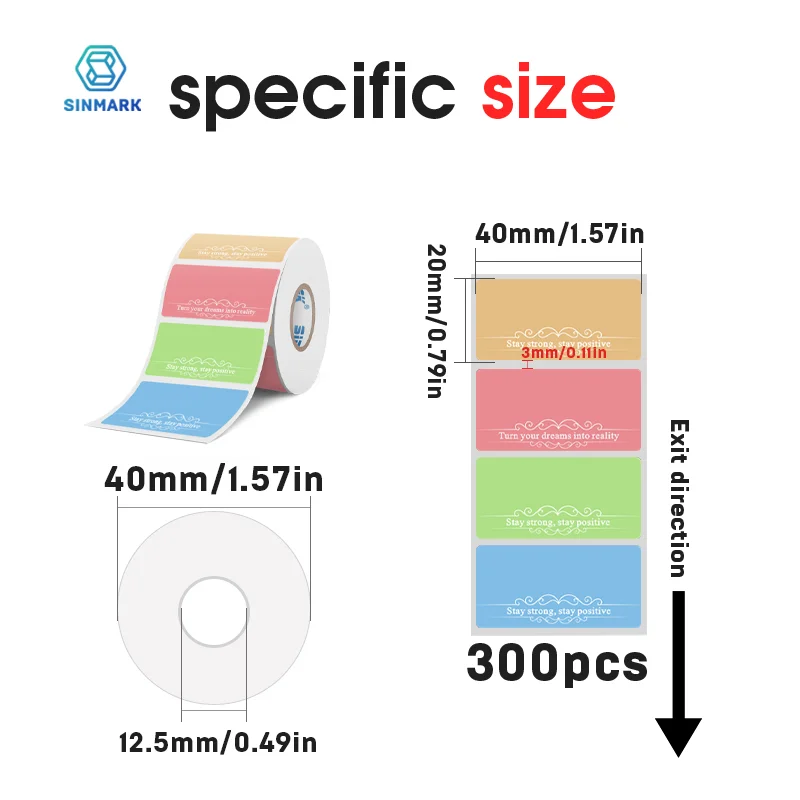 2 롤/세트 컬러 라벨 용지 열 스티커 구름 방수 라벨 귀여운 수제 DIY 스티커 포켓 프린터 선물용 사용