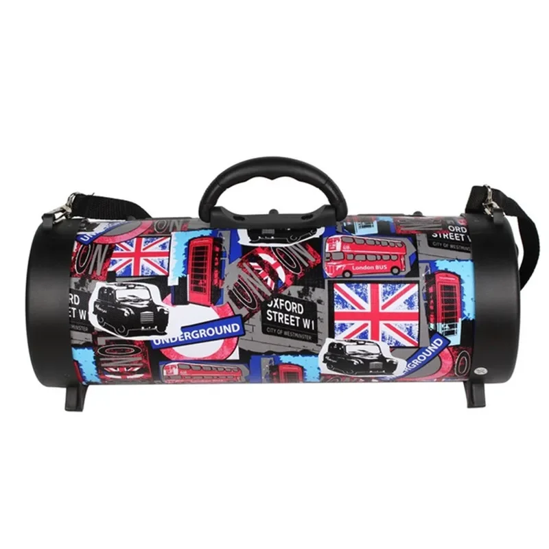 휴대용 야외 무선 블루투스 스피커, 멋진 그래피티, 힙합 스타일, 서브우퍼 지지대 마이크, TF 카드, 음악 재생, 15W 강력