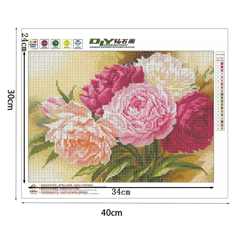 5D Full Diamonds Peony Flowers/Snow House Scenery  Embroidery Cross Stitch Kits Handmand DIY Home Decor Crafts Material Package