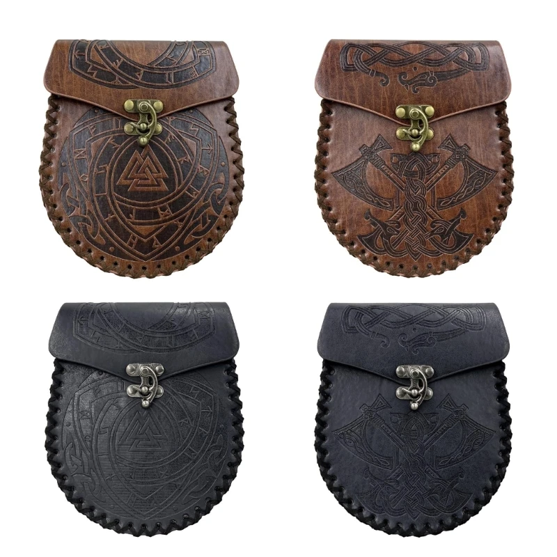 

Medieval Leathers Vintage Embossed Fanny Pack Bag Waist Pack Portable Coin Purse Dices Bag Easy to Dropship