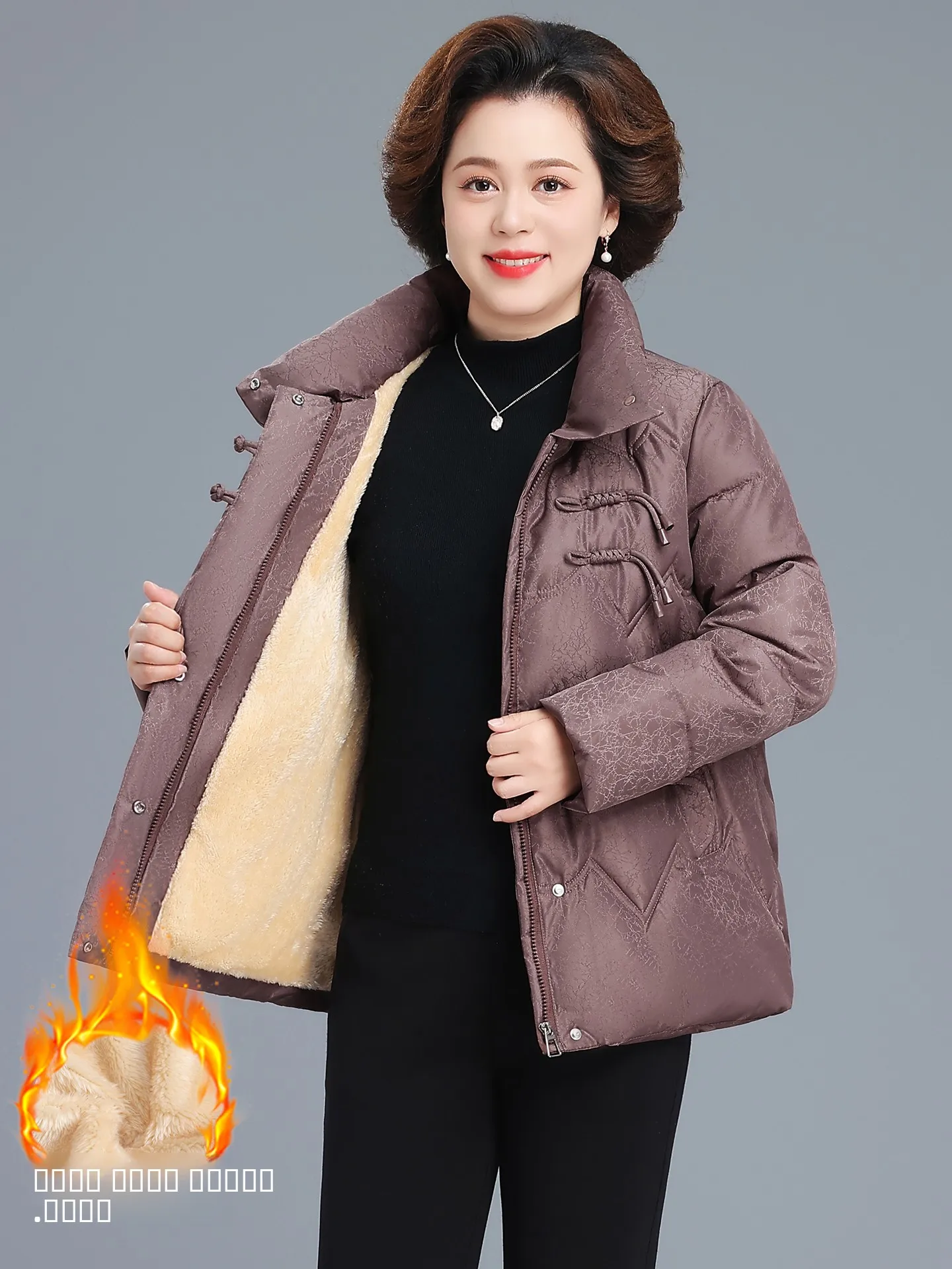 

Ladies down Cotton Jaet 2025 New Mid-Length Stand Collar Printed Thi Warm Mommy Sle Outerwear Winter Season