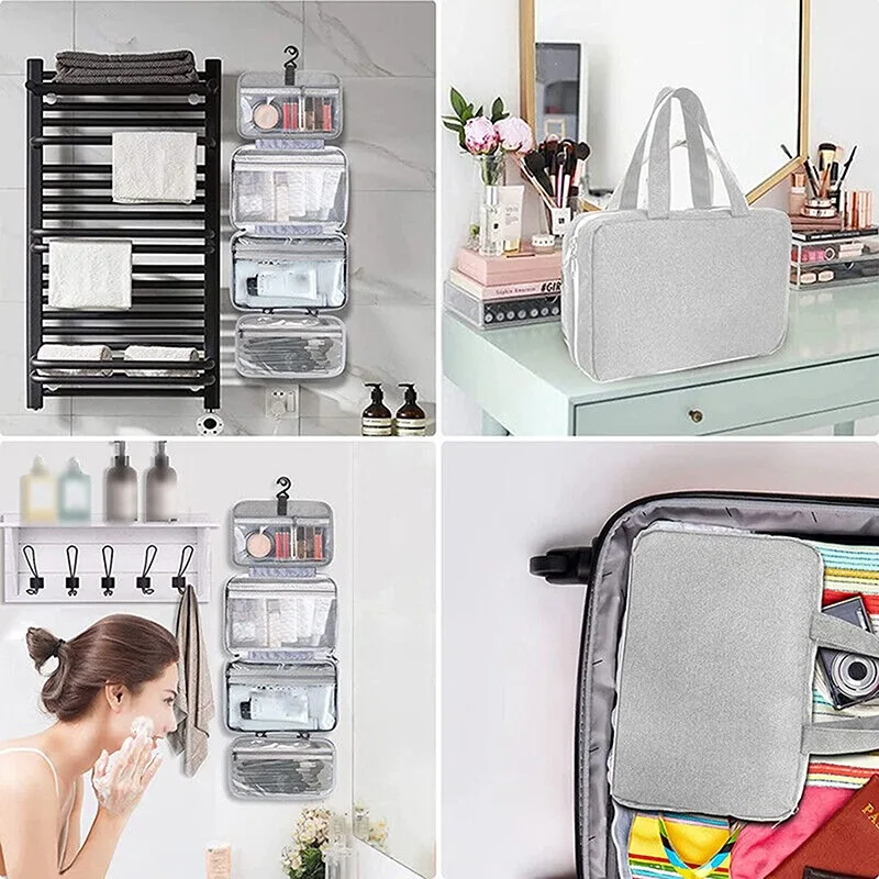 Large Hanging Hook Toiletry Bag Waterproof Folding Handbag Travel Makeup Cosmetic Razor Storage Organizer Case Bathroom Supplies