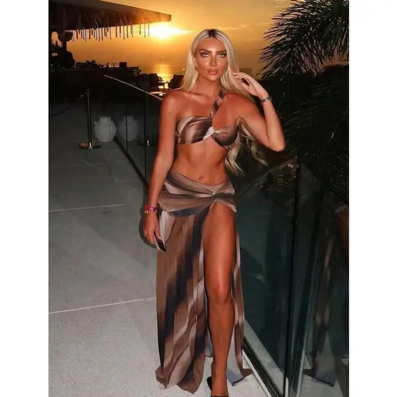 

Sexy Single oulder Bikini Set New Arrival Cross-Border Tee-Piece Set Casual Sportswear Men's Seven-Sve Autumn Suit