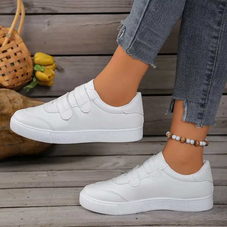 

Женские спортивные кроссовки на плоской подошве, дышащие, повседневные, с клейкими ремешками, низкие, с круглым носком, на резиновой подошве, удобные