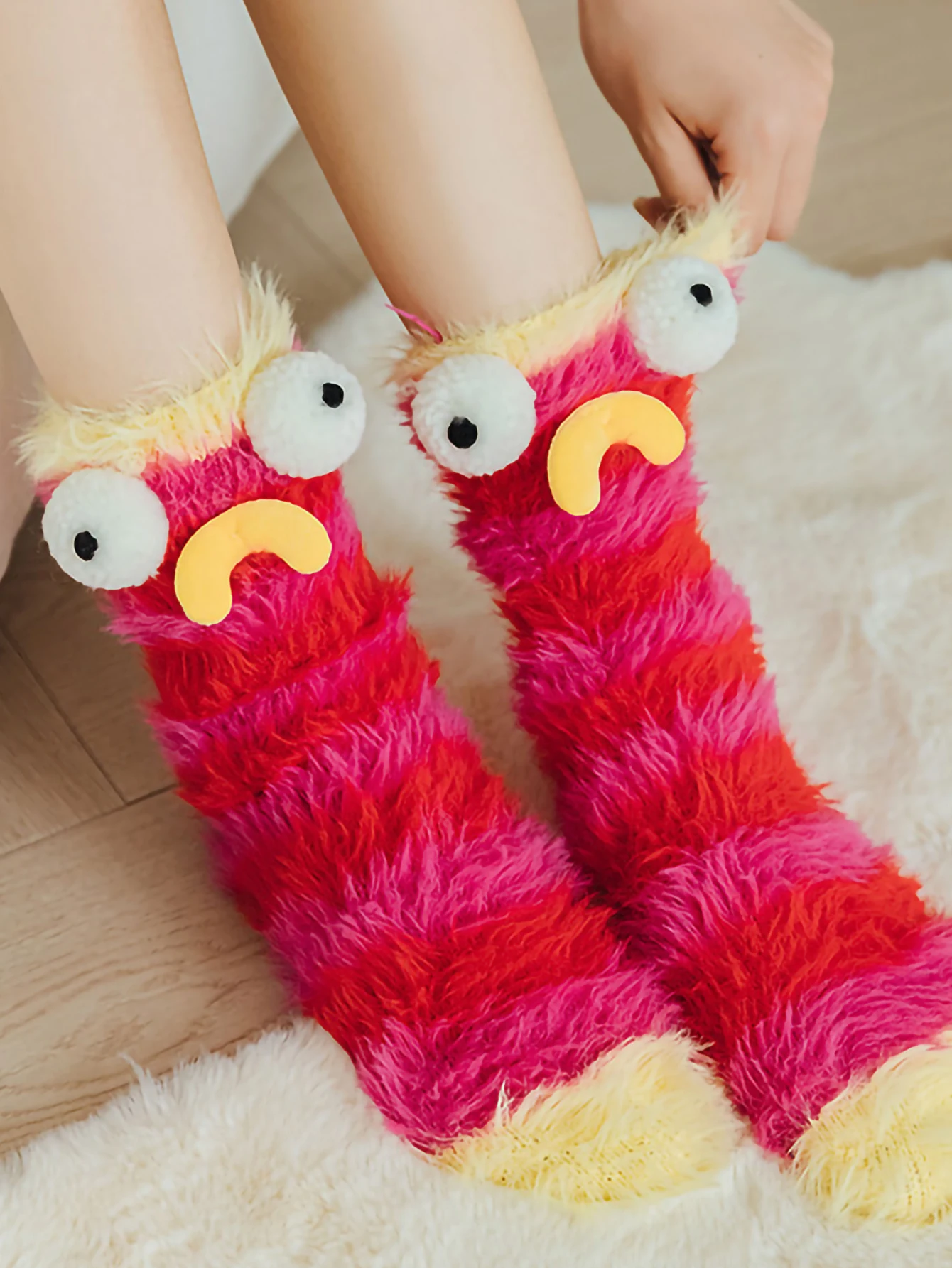 1 Pair of Funny Sleep Socks, Ugly, Cute and Versatile Little Monster Socks for Women