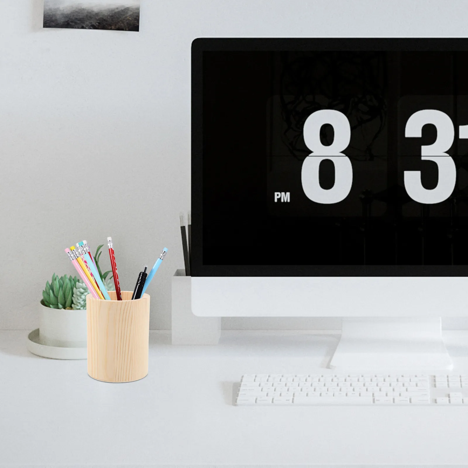 

2Pcs DIY Wood Pencil Holder Unfinished Blank Canvas Cup for Home Office School Marker Pen Storage Container Art Project