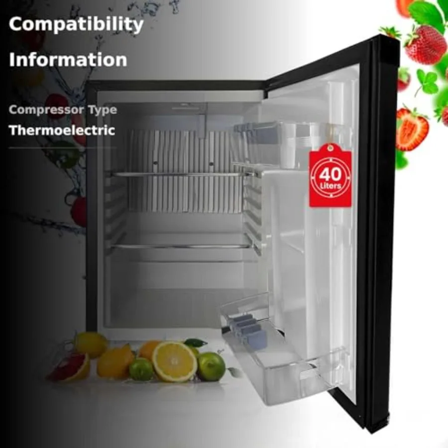 1.4 cu.ft Compact Auto Defrost 120V/12V Mini Fridge with No Noise Absorption Locking Feature in Black for RV Camping Dorm Offic