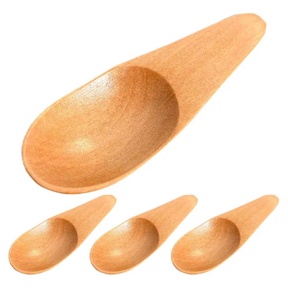

4Pcs Milk Powder Scoops Mini Wooden Spoons Short Handle Compact Salt Tea Scoops Kitchen Spice Seasoning Small Spoons