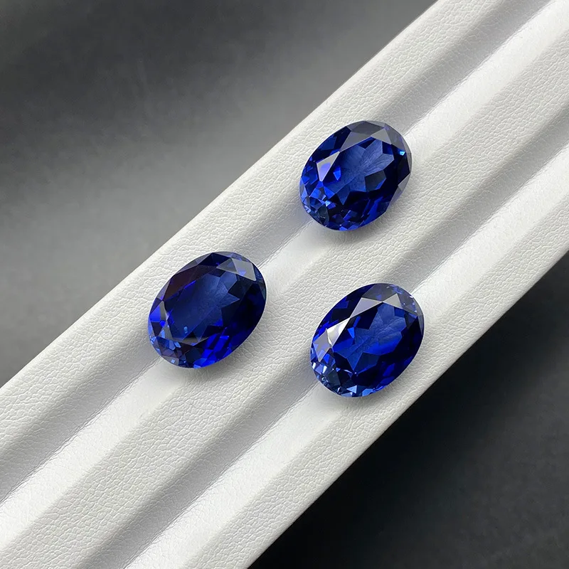 Fantastic Blue Sapphire 12x16.0mm Test Mohs Hardness Oval Faceted Cut Gem for Jewelry Making/Collection Precious Stone