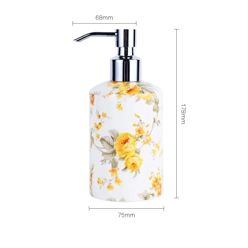 Northern Europe Ceramic Bathroom Six Piece Set Flower Pattern Mouthwash Cup Desktop Shower Gel Bottle Bathrooms Accesories