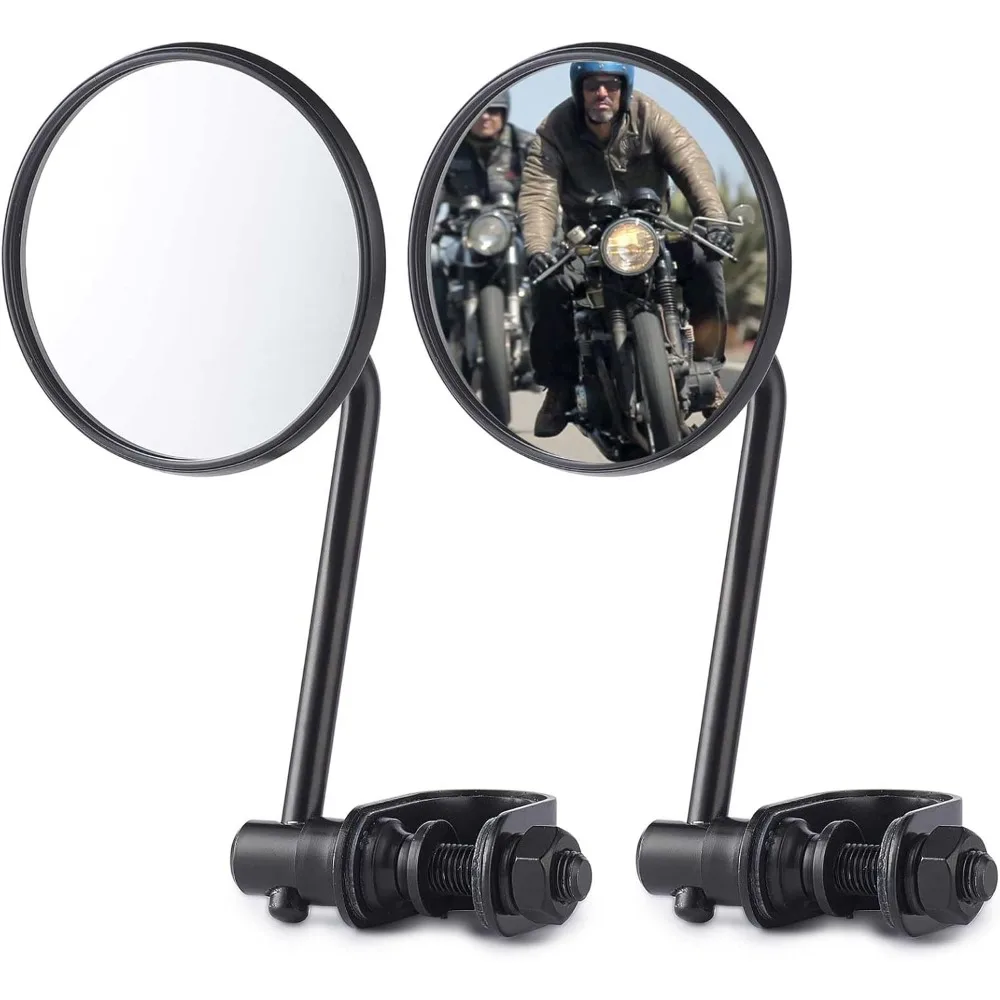 

Universal Vintage Motorcycle Bar End Clamp-on Mirrors ，3" Round Rear View Side Mirror Compatible with 7/8" and 1" Handlebars