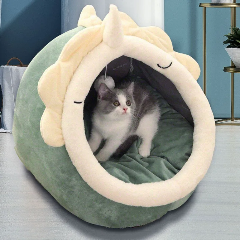 

Модная лежанка для кошек и собак Jiji: съемный, моющийся, полузакрытый коврик, теплый, на все сезоны, зоотовары