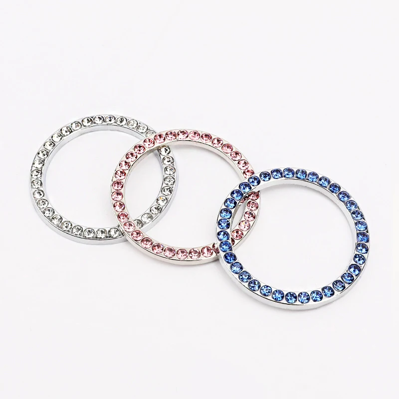 Automobiles Start Switch Button Decorative Diamond Rhinestone Ring Circle Trim Auto Decorative With Crystal And Car Accessories