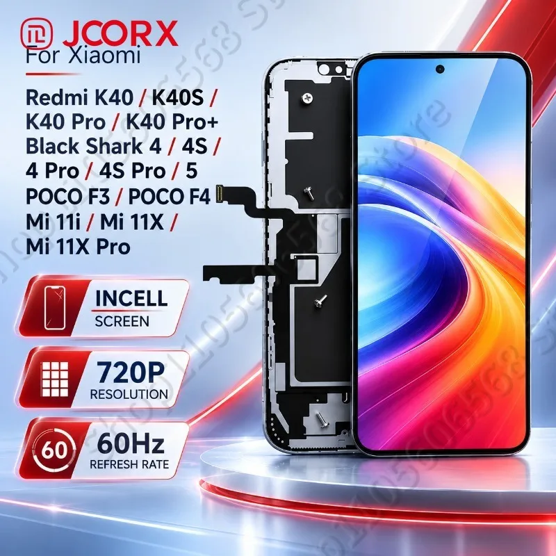 JCORX LCD Screen for Poco F3 F4 / BlackShark 4 4S Pro 5 / Redmi K40 Pro Plus K40S / Xiaomi 11I 11X Pro Display INCELL
