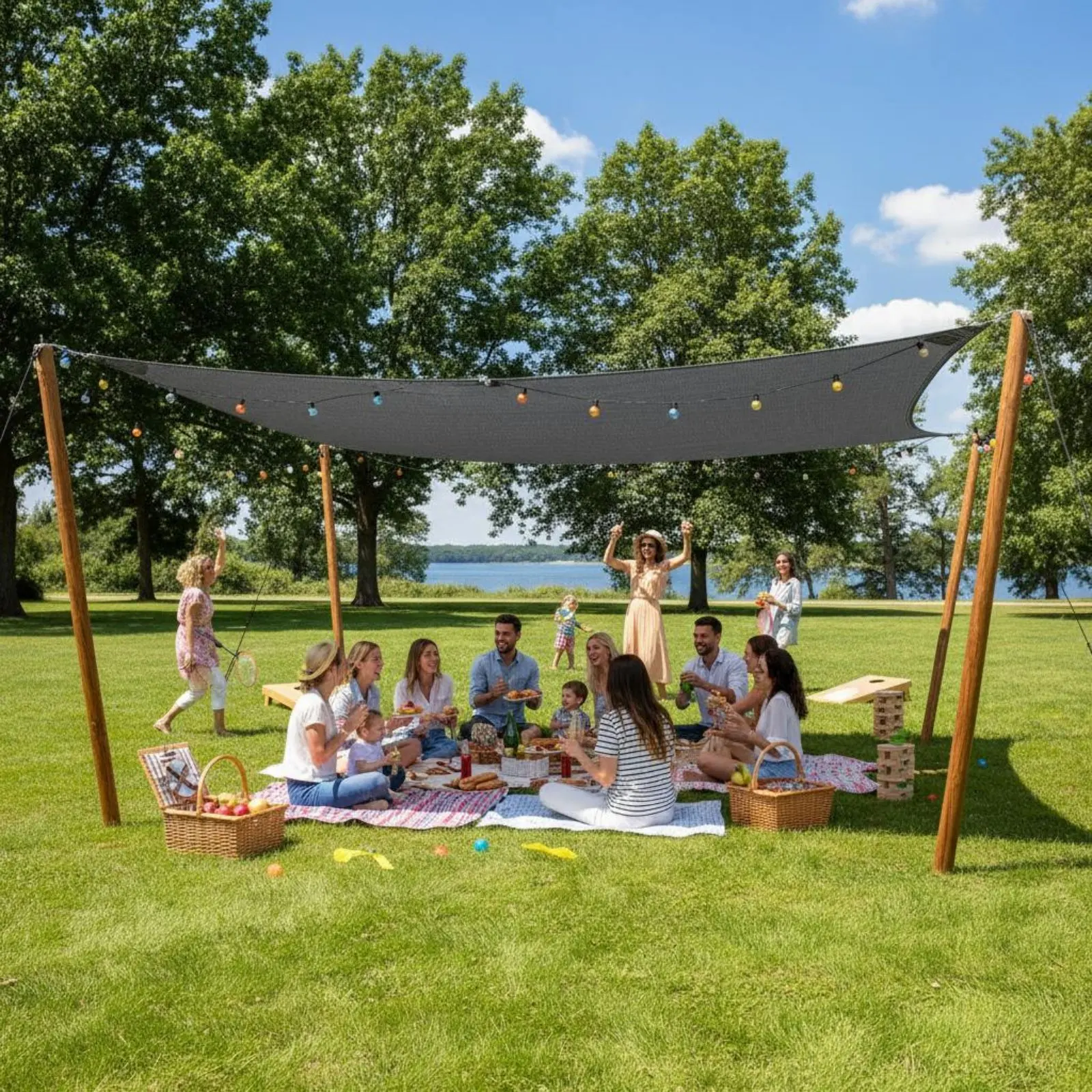 

Waterproof Shade Sail Oxford Cloth Square Shade Sail Water Resistant Canopy Cooling Protection Breathable Material for Backyard
