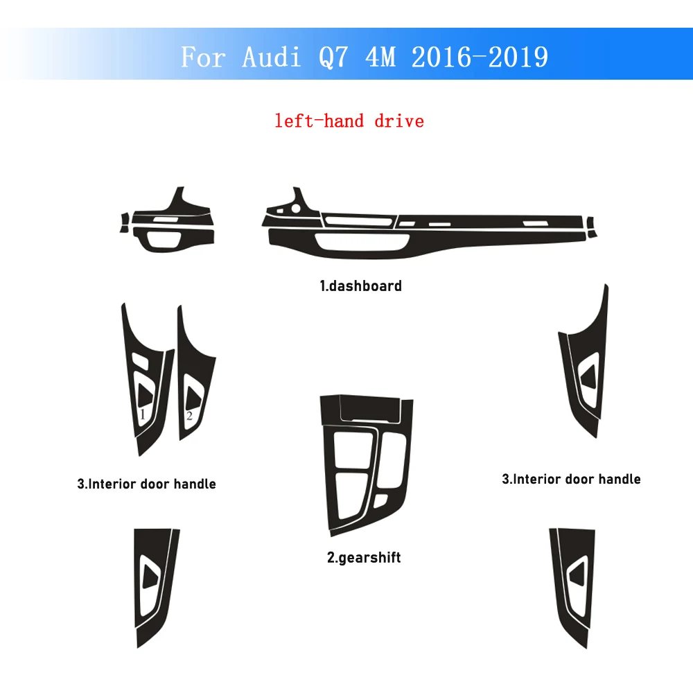 

Carbon Fiber For Audi Q7 4M 2016-2019 Car Film Interior Sticker Center Console Gear Dashboard Air Door Handle Lift Panel