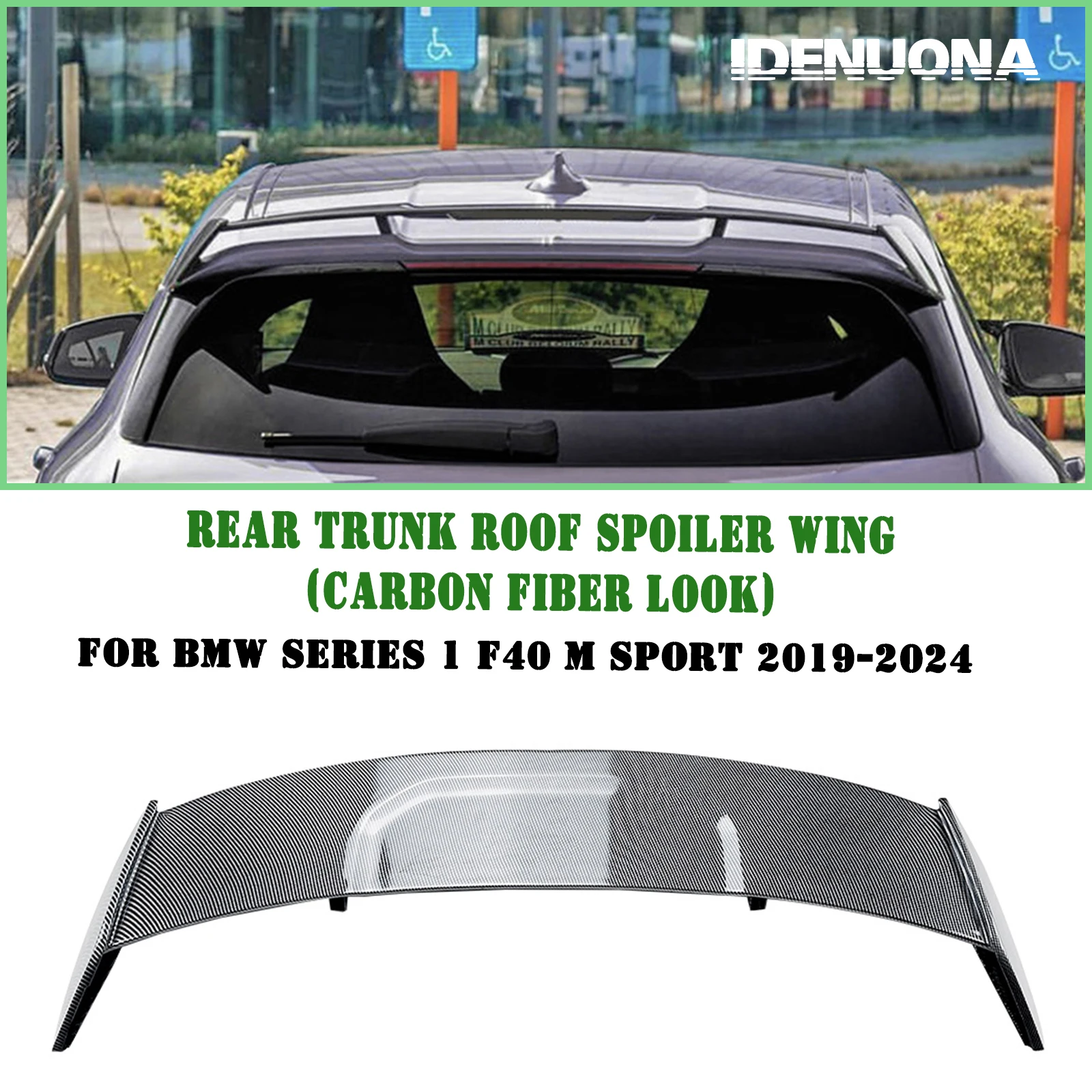 

For BMW 1 Series F40 M Sport M135i M140i 2019-2024 Rear Roof Spoiler Wing Carbon Fiber Look/Gloss Black Trunk Upper Splitter Lip