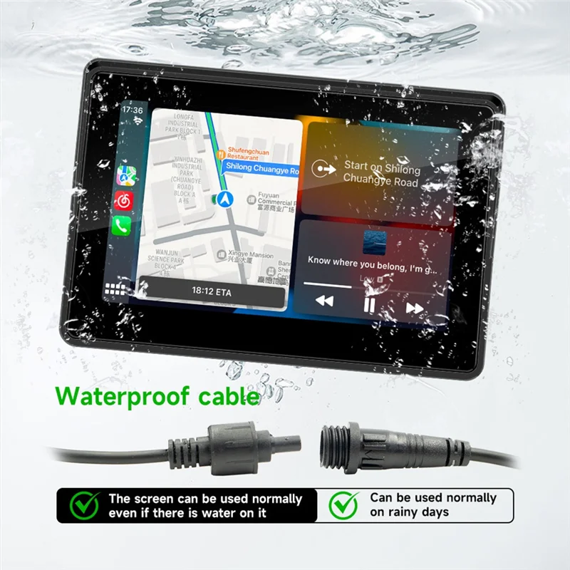 X39A-휴대용 무선 오토바이 Carplay 화면 5" 터치스크린 멀티미디어 플레이어 오토바이 네비게이션 시스템