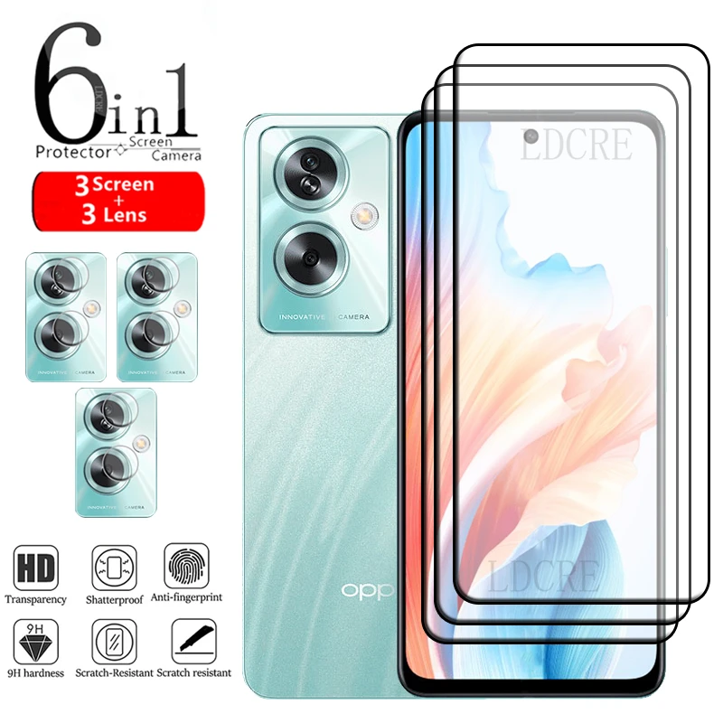 6-in-1 For OPPO A79 Glass For OPPO A79 Tempered Glass 9H Protective Full Cover Glue Screen Protector OPPO A 79 A79 5G Lens Glass