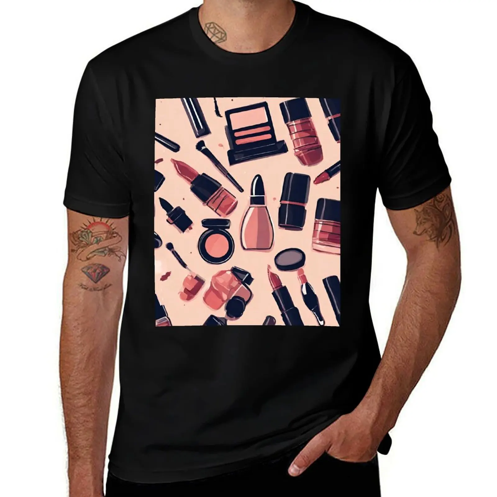 Makeup Pattern T-Shirt Plus Size Gym Sports T-Shirt