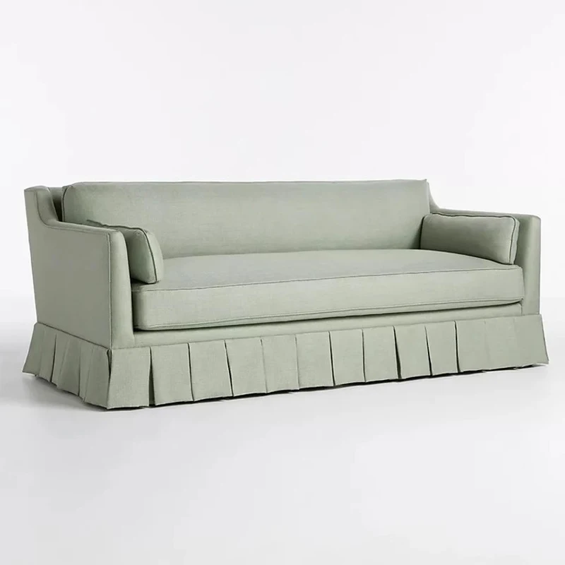 

Northern Europe Modern Cotton Linen Sofa Hotel Homestay Straight Line Reception Sofa American Retro Leisure Three Sofa Custom