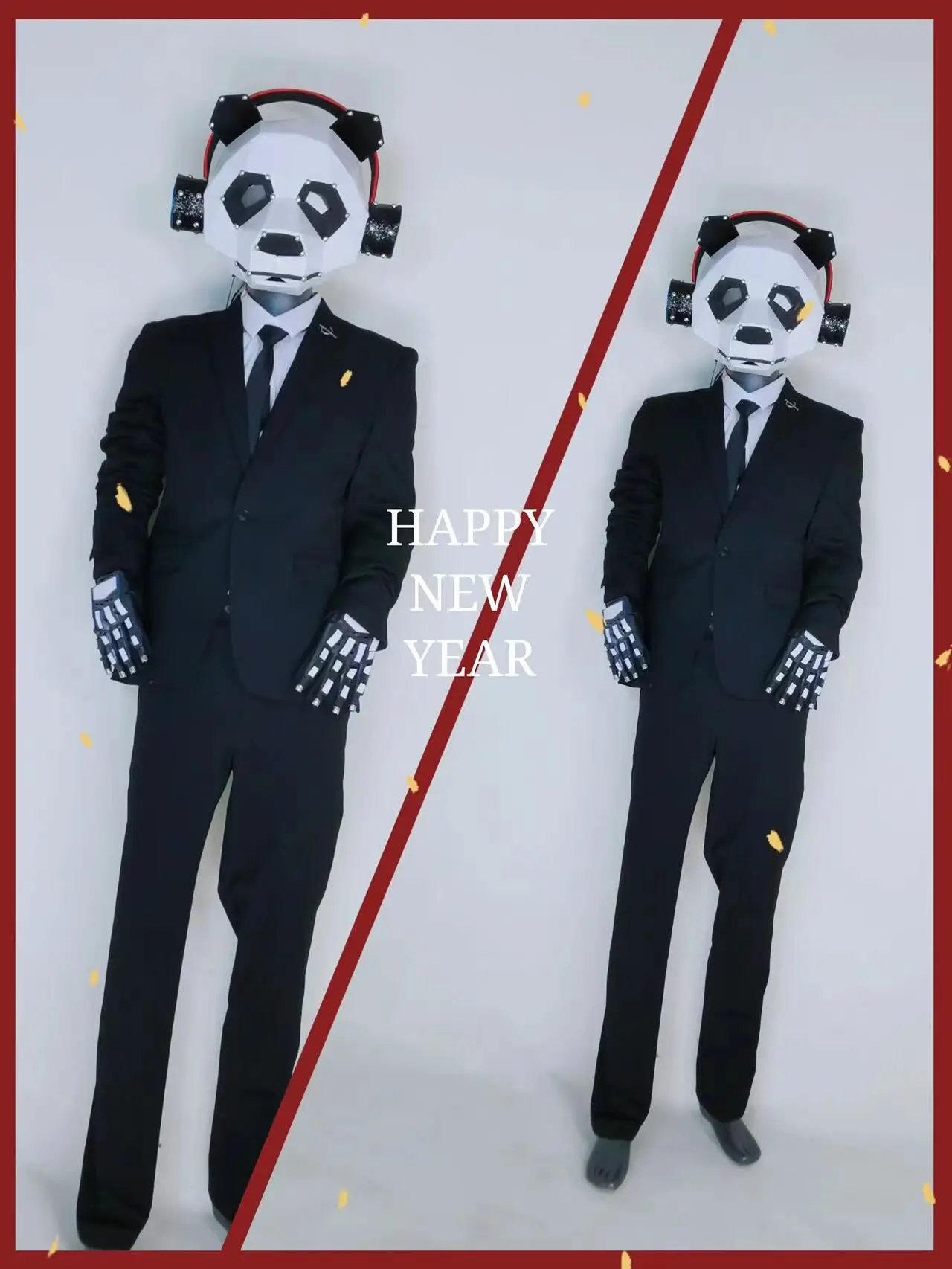 Mr Panda Stage dance Show costume Cosplay party halloween dancer nightclub bar led light headgear gloves gogo outfit