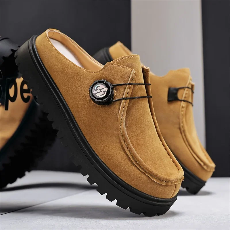 

Half Shoes for Men Comfortable Suede Leather Retro Shoes Men Lace-up Flat Casual Shoes Man Footwear Zapatos Para Hombre for Male