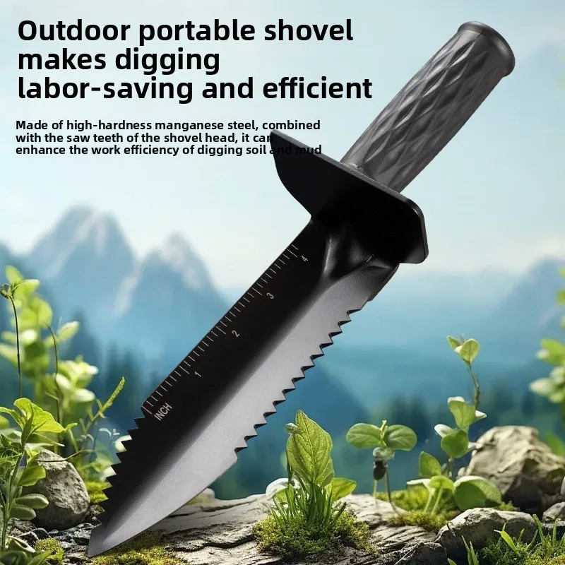 Manganese Steel Hand Shovel Portable Multi-Purpose Digging Tool for Metal Detecting Camping Fishing and Gardening
