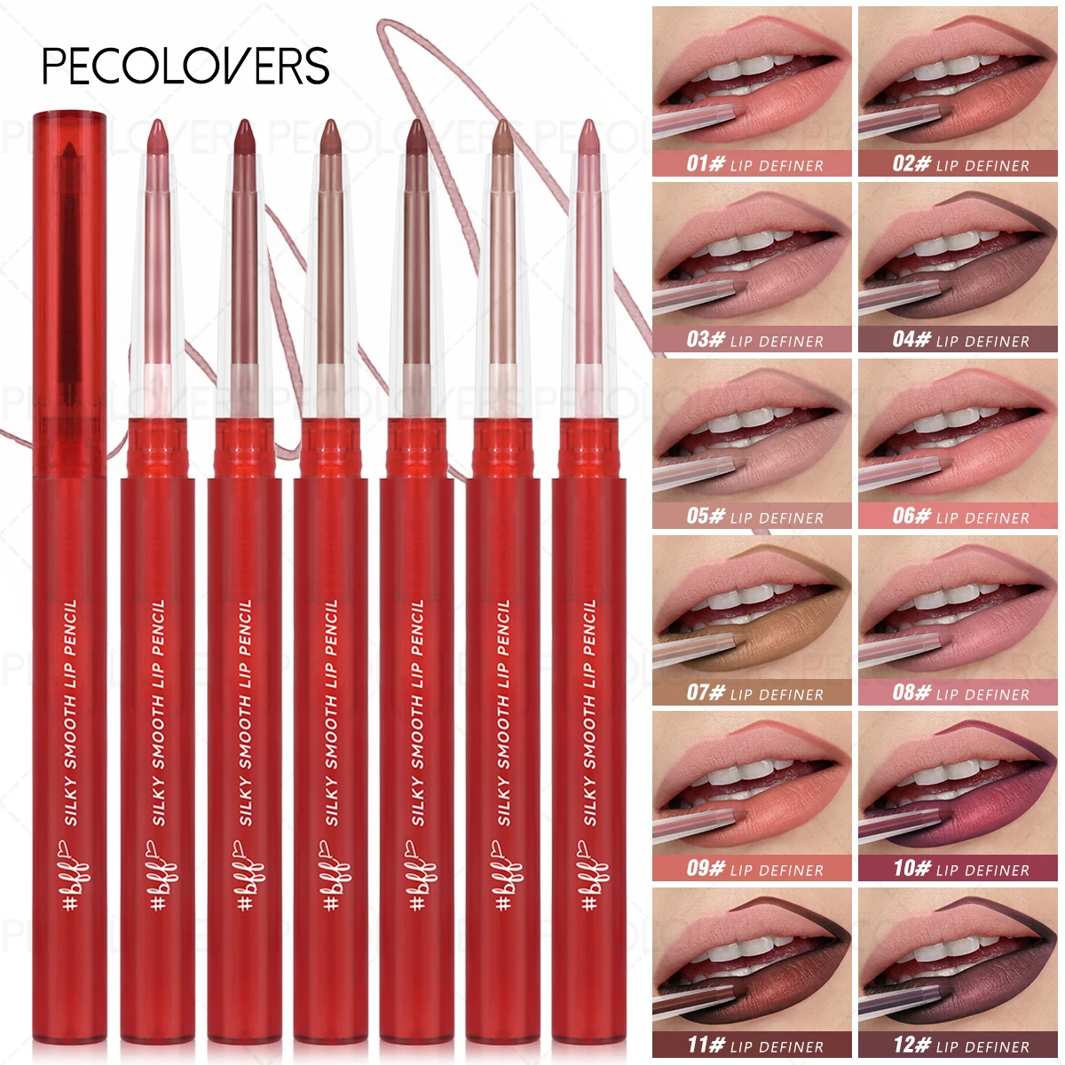 Matita per labbra nude Penna per rossetto impermeabile a lunga durata Rosa Viola Velluto Contorno Rosso Lip Tint Line Cosmetico