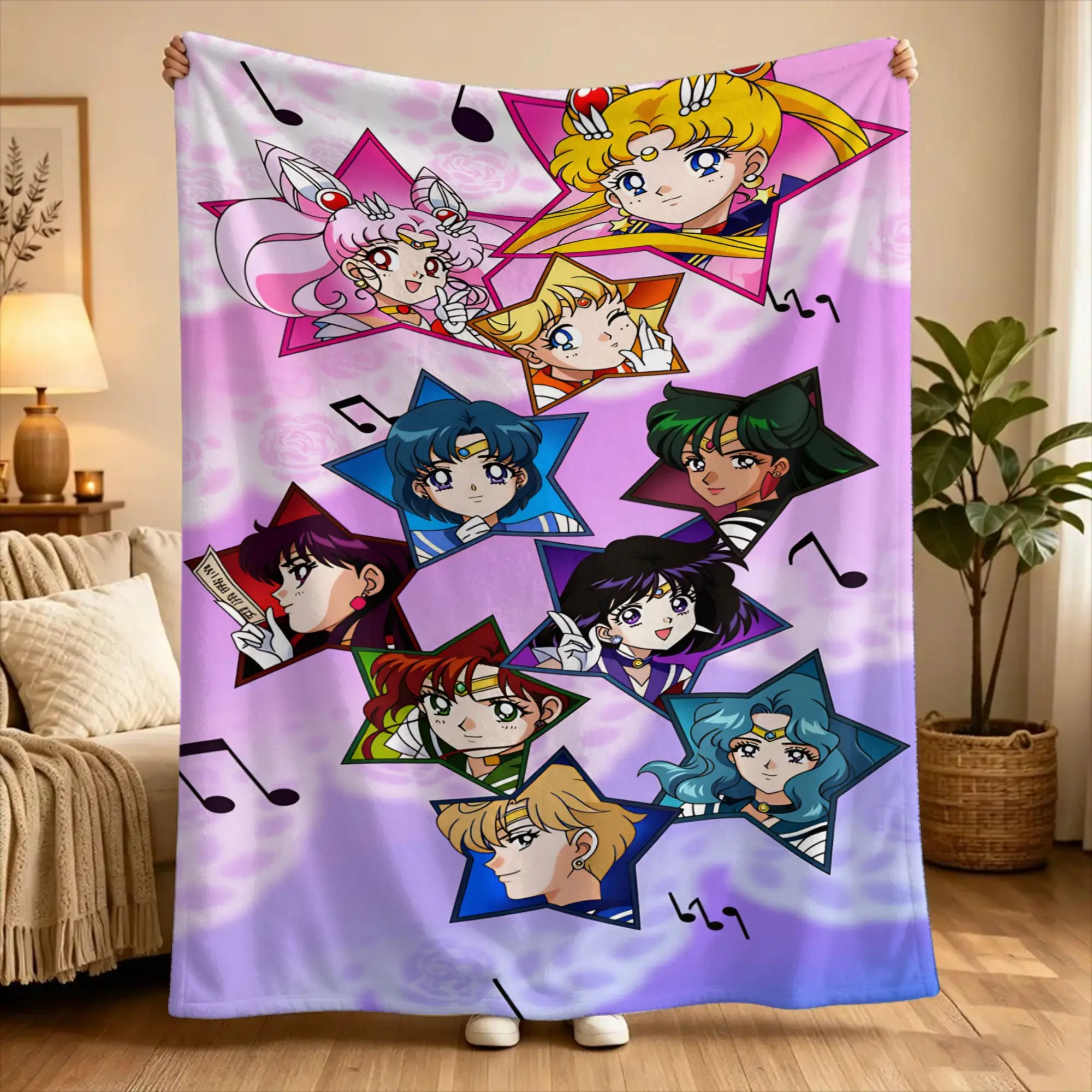 S-Sailor Moons Super Soft Blanket  Decorative Plush Throw Blanket Graphic Couch Chair Flannel Bedspread Sofa Bed Cover