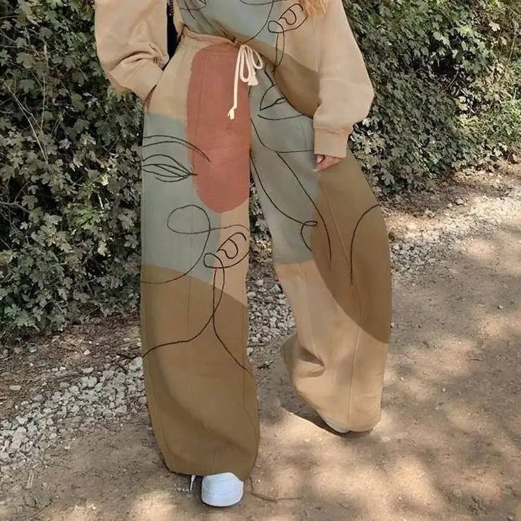 

Women's Casual Printed Suit Loose Floral Design Comfortable Faion Set Polyester Material 8-25 Years Old Suitable