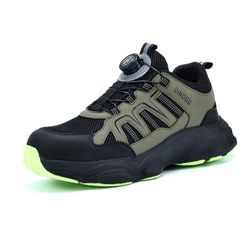 Rotating Button Work Safety Shoes Men Protection Steel Toe Labor Shoes Industrial Security Work Boots Breathable Safety Sneakers