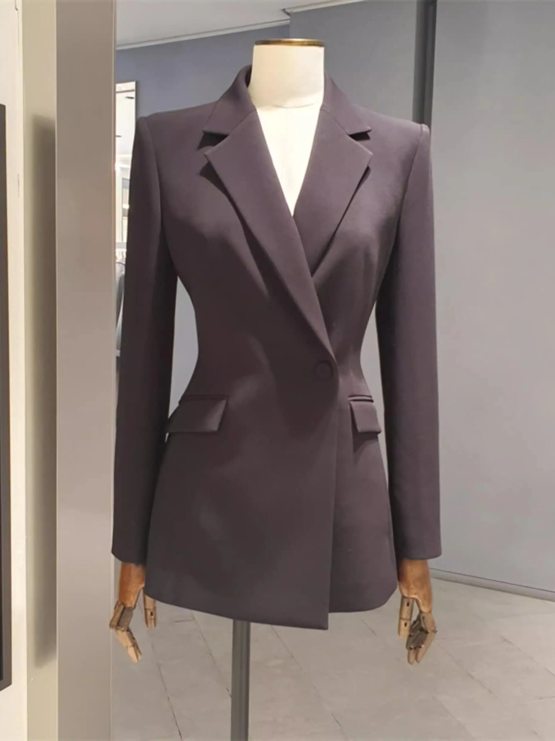 

Ele Commuter Sle Slim Fit Single Button Double Row Coat High End Faion Autumn New Arrival Women's Busin Suit